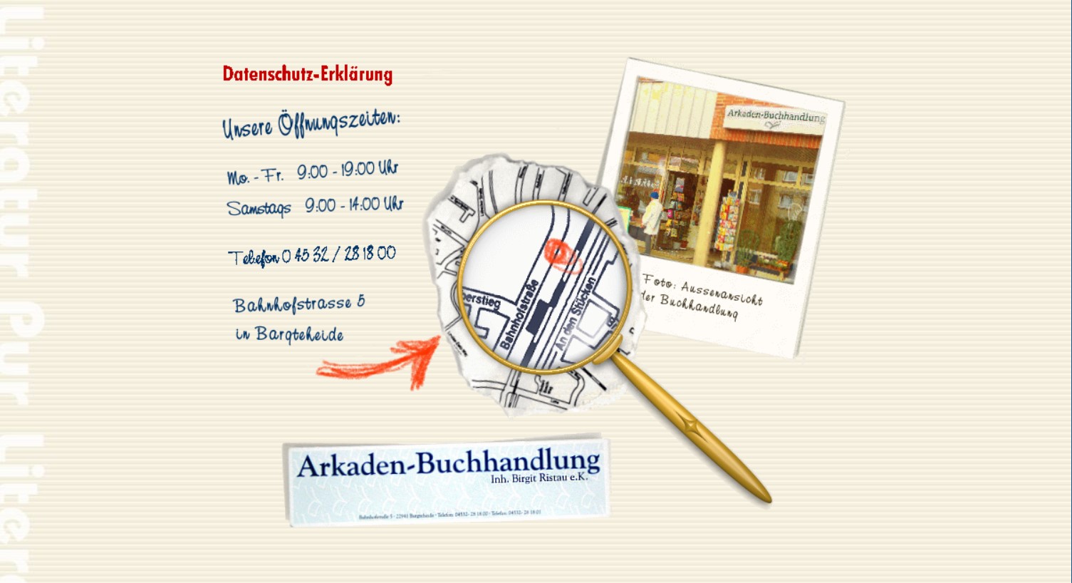 Alte Startseite der Arkaden Buchhandlung